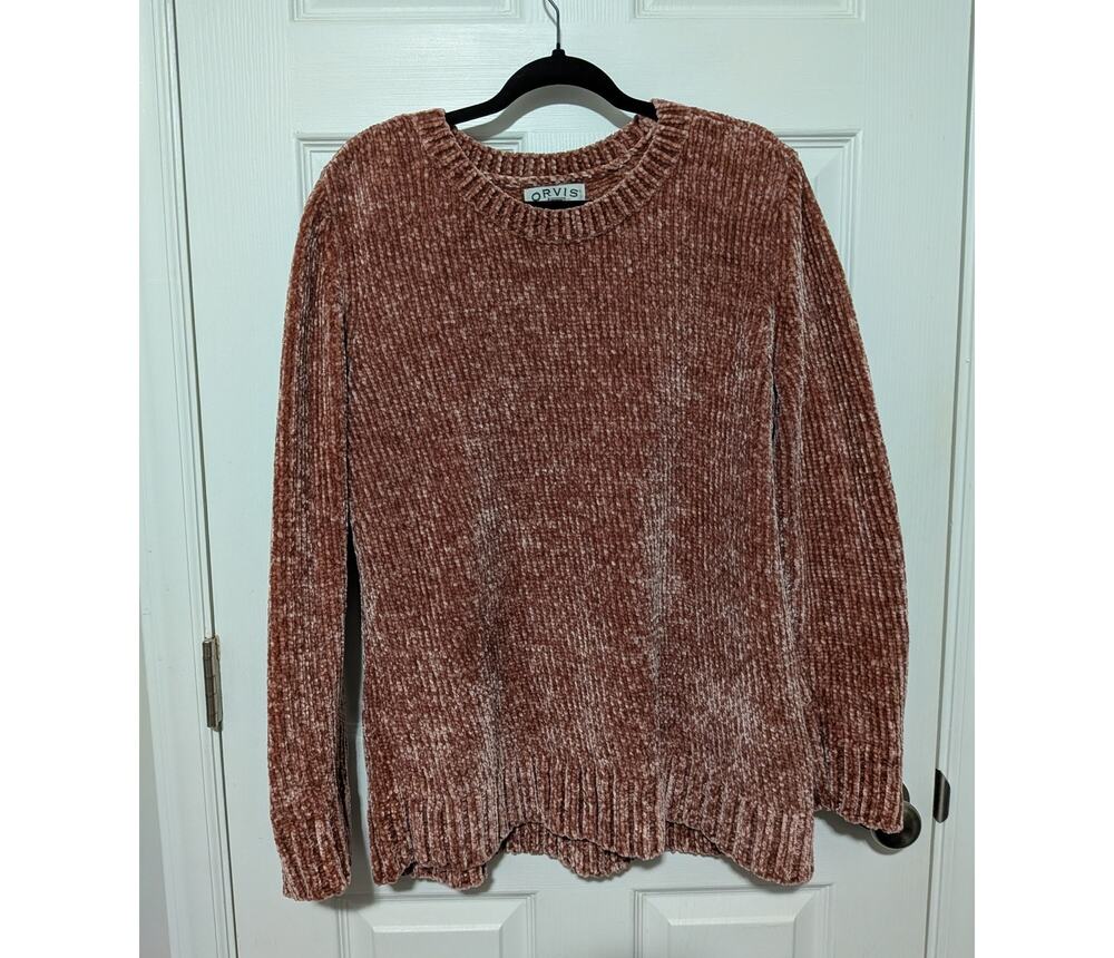 Orvis Dusty Rose Pink Chenille Knit Crewneck Sweater - Women's Size Large